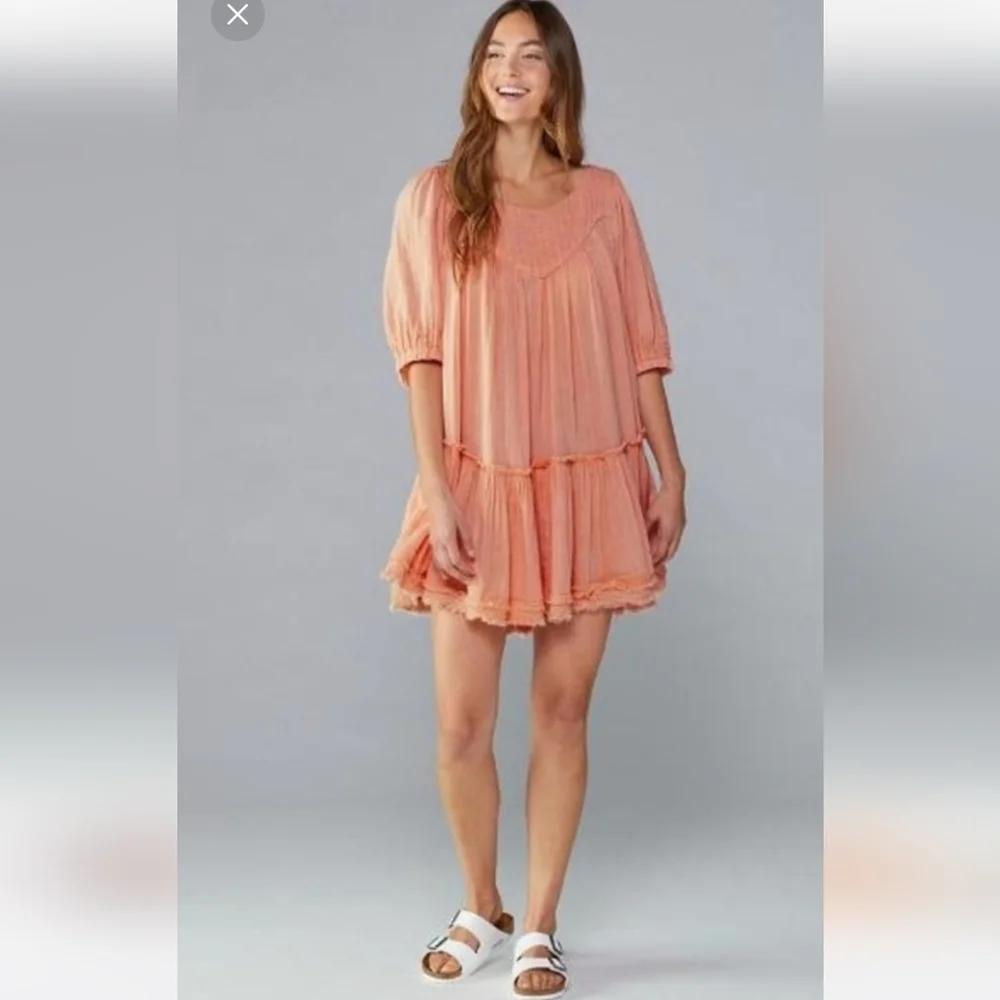 Free people mini puff sleeve dress size small